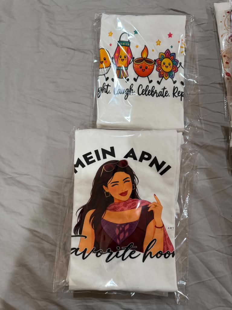 Custom packaged shirt designs with chai and Kathak dancer artwork